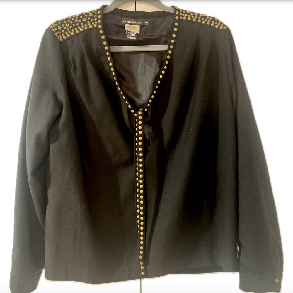 Antik Batik Black Wool Blend Blouse with studs size 42L